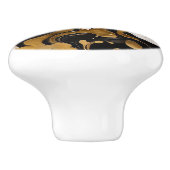 Zwart wit en goud faux marmer keramische knop (Zijkant)