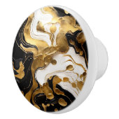 Zwart wit en goud faux marmer keramische knop (Rechts)