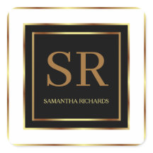 Zwart Wit en Goud Geometrisch Monogram