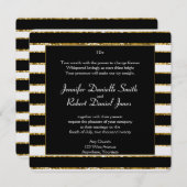 Zwart Wit en Goud Glitter Bruiloft Kaart (Voorkant / Achterkant)