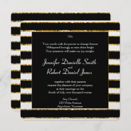 Zwart Wit en Goud Glitter Bruiloft Kaart