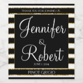 Zwart Wit en Goud Glitter Bruiloft Wijn Label Wijn Etiket (Enkel label)