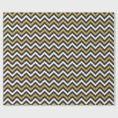 Zwart Wit en Goud Glitter Folie Chevron Zigzag Cadeaupapier (Vlak)