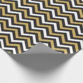 Zwart Wit en Goud Glitter Folie Chevron Zigzag Cadeaupapier (Hoek)