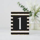Zwart Wit en Goud Glitter Tafelnummer Bruiloft (Staand voorkant)