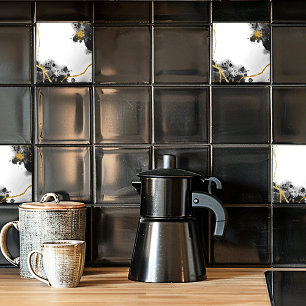 Zwart Wit en Goud Glitter Tegeltje