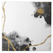 Zwart Wit en Goud Glitter Tegeltje (Voorkant)
