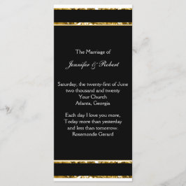 Zwart Wit en Goud Glitter Trouwprogramma Programmakaart