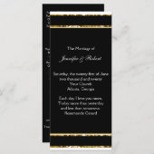 Zwart Wit en Goud Glitter Trouwprogramma Programmakaart (Voorkant / Achterkant)