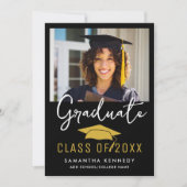 Zwart, Wit en Goud Klasse van 2025 Afstudeerder Fo Aankondiging (Voorkant)