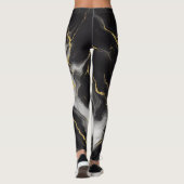 Zwart wit en goud marmer cadeau gedachten leggings (Achterkant)