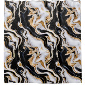 Zwart, wit en goud marmer douchegordijn (Voorkant)