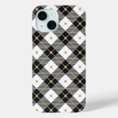 Zwart Wit en Goud Schotse Ruit Case-Mate iPhone Case (Achterkant)