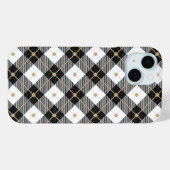 Zwart Wit en Goud Schotse Ruit Case-Mate iPhone Case (Achterkant (horizontaal))