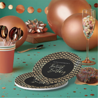 Zwart wit en goud script 30ste verjaardag papieren bordje