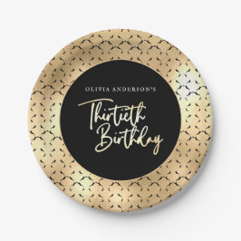 Zwart wit en goud script 30ste verjaardag papieren bordje