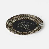 Zwart wit en goud script 30ste verjaardag papieren bordje (Gekanteld)