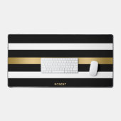 Zwart, wit en goud strepen monogram bureaumat (Keyboard & Muis)