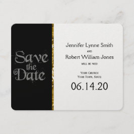 Zwart wit en goudbruin huwelijk sparen de datum save the date