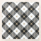 Zwart wit en goudbuffels glazen onderzetter (Voorkant)