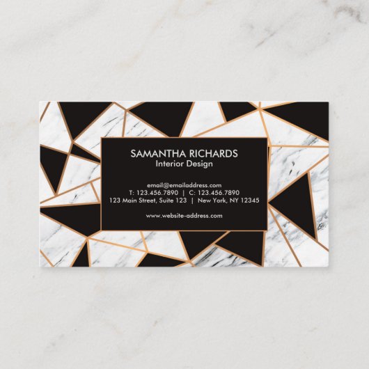 Zwart wit en gouden Abstracte mozaïek Visitekaartje (Achterkant)