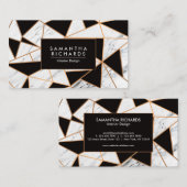 Zwart wit en gouden Abstracte mozaïek Visitekaartje (Voorkant / Achterkant)