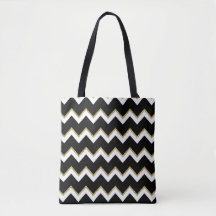 Zwart, wit en gouden Chevron Canvas tas