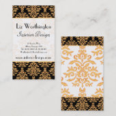 Zwart, wit en gouden koninklijke Gilded Damask Visitekaartje (Voorkant / Achterkant)