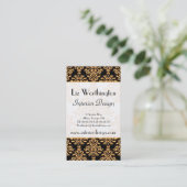 Zwart, wit en gouden koninklijke Gilded Damask Visitekaartje (Staand voorkant)