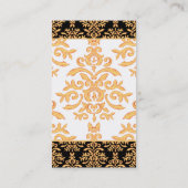 Zwart, wit en gouden koninklijke Gilded Damask Visitekaartje (Achterkant)