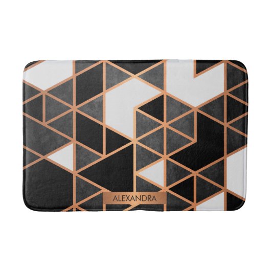 Zwart wit en gouden mozaïek badmat (Voorkant)