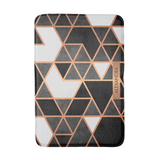 Zwart wit en gouden mozaïek badmat (Voorkant Verticaal)