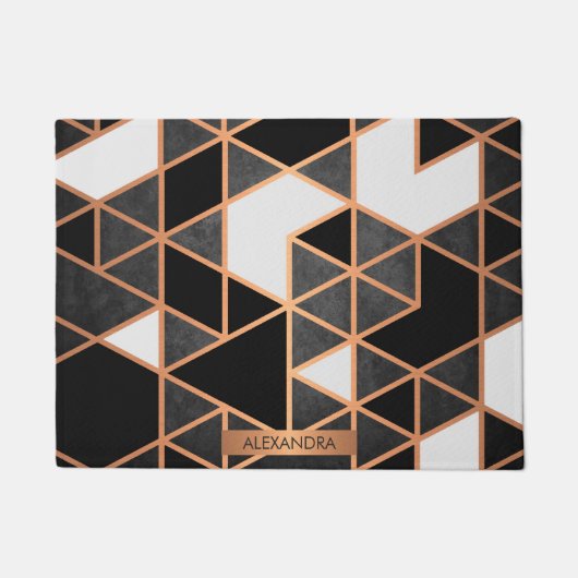 Zwart wit en gouden mozaïek deurmat (Voorkant)