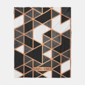 Zwart wit en gouden mozaïek fleece deken (Voorkant)