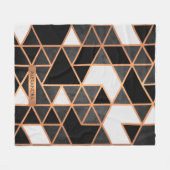 Zwart wit en gouden mozaïek fleece deken (Voorkant (Horizontaal))