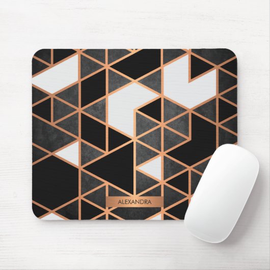 Zwart wit en gouden mozaïek muismat (Met muis)