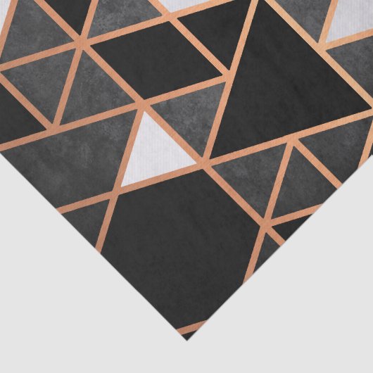 Zwart wit en gouden mozaïek tissuepapier (Detail)