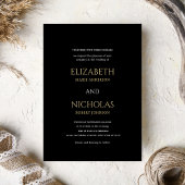Zwart, wit en gouden sjabloon bruiloft uitnodiging