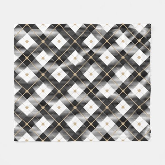 Zwart wit en gouden speldenband fleece deken (Voorkant (Horizontaal))
