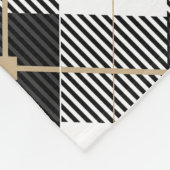 Zwart wit en gouden speldenband fleece deken (Hoek)