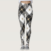 Zwart wit en gouden speldenband leggings (Voorkant)