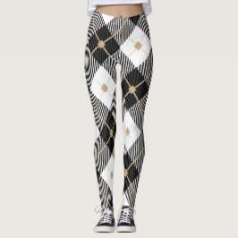 Zwart wit en gouden speldenband leggings