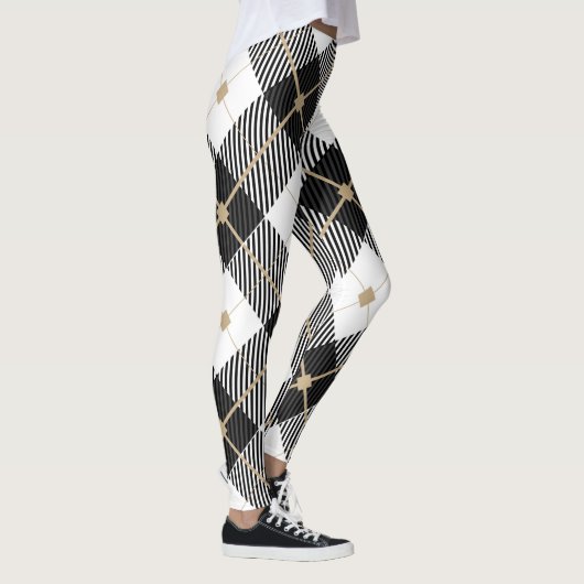 Zwart wit en gouden speldenband leggings (Rechts)