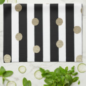 Zwart, wit en gouden stip theedoek (Gevouwen)