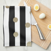 Zwart, wit en gouden stip theedoek (Quarter Fold)