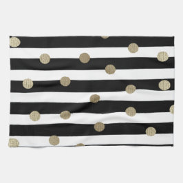 Zwart, wit en gouden stip theedoek