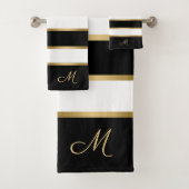 Zwart wit en gouden strepen bad handdoek (Insitu)