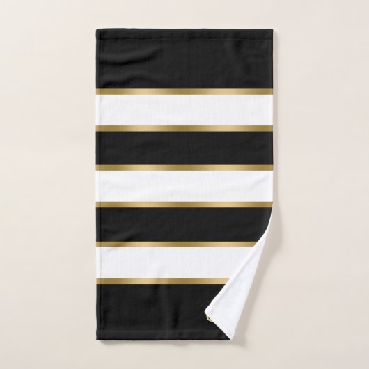 Zwart wit en gouden strepen bad handdoek (Handdoek)