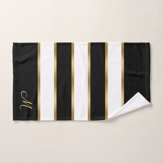 Zwart wit en gouden strepen bad handdoek (Handdoek)