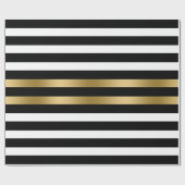 Zwart, wit en gouden strepen cadeaupapier (Vlak)